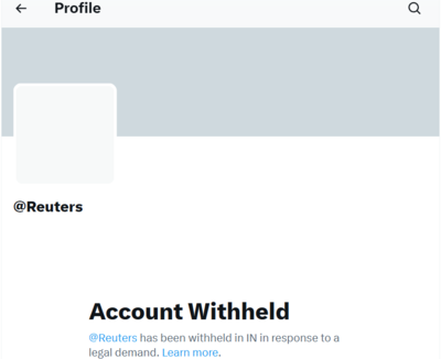 'Account withheld': Reuters X handle blocked in India over 'legal demand'; Musk-owned platform asked to explain